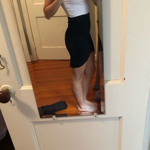 Black bodycon angled skirt